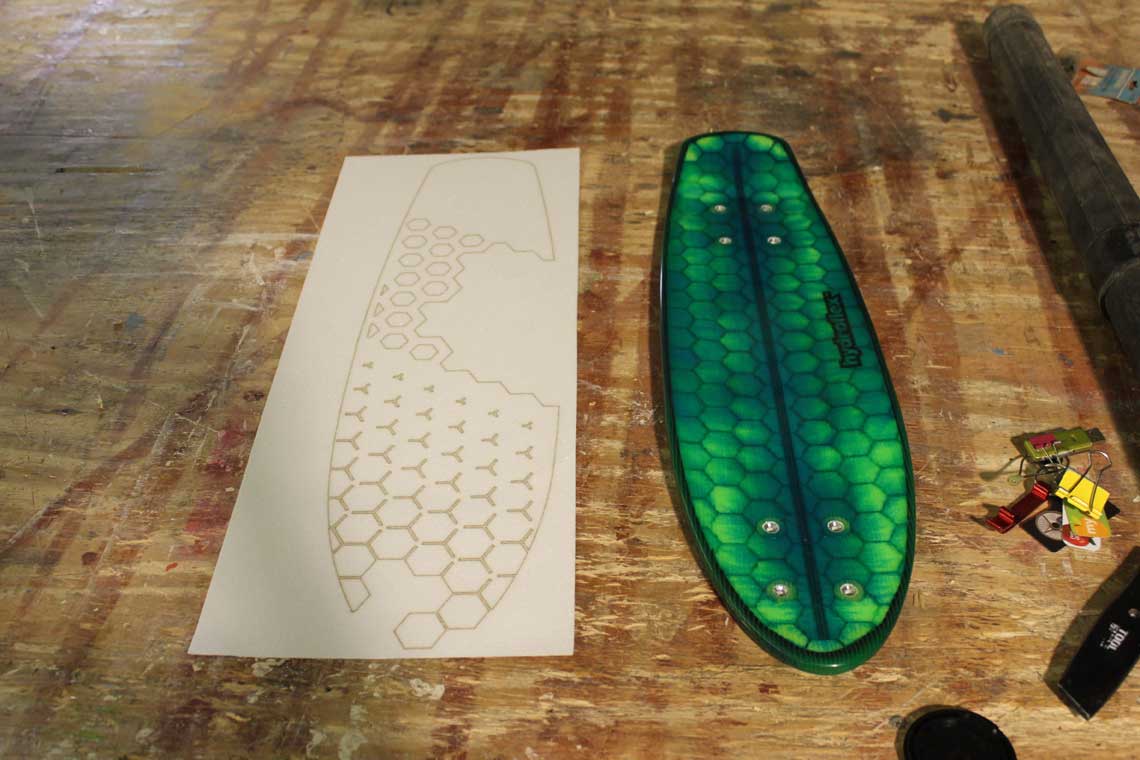 Hydroflex skateboard laser cut grip tape