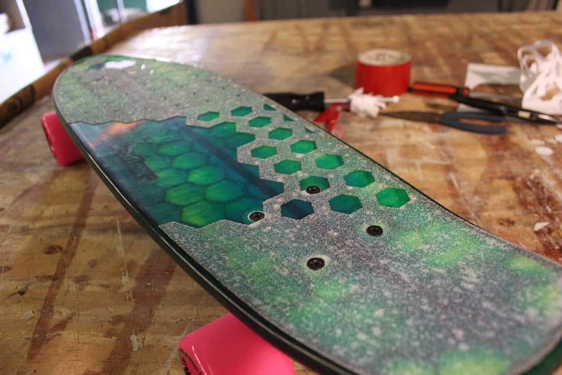 Hydroflex skateboard laser cut grip tape