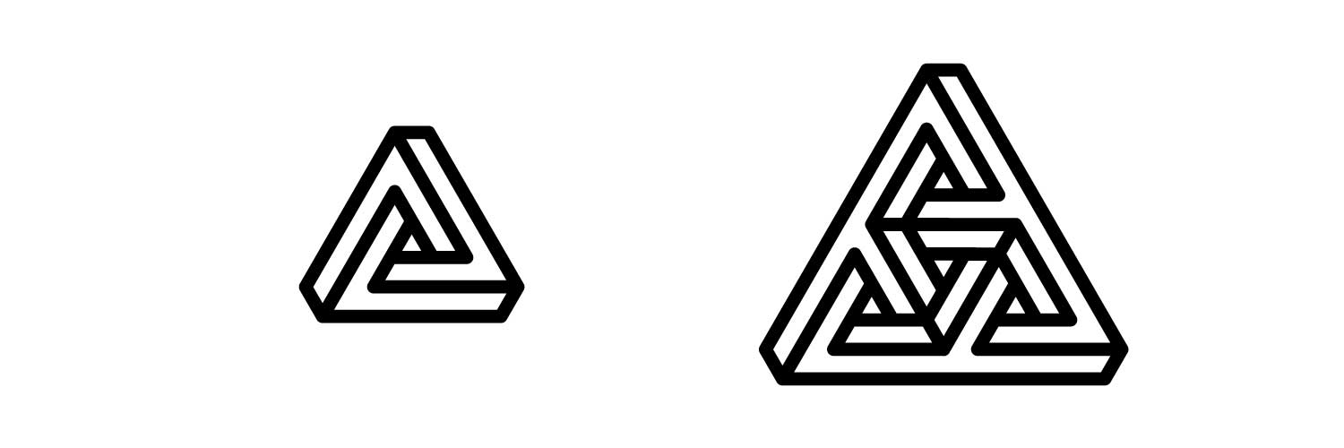 penrose triangle impossible shape exploration graphic design line work sierpinski pattern
