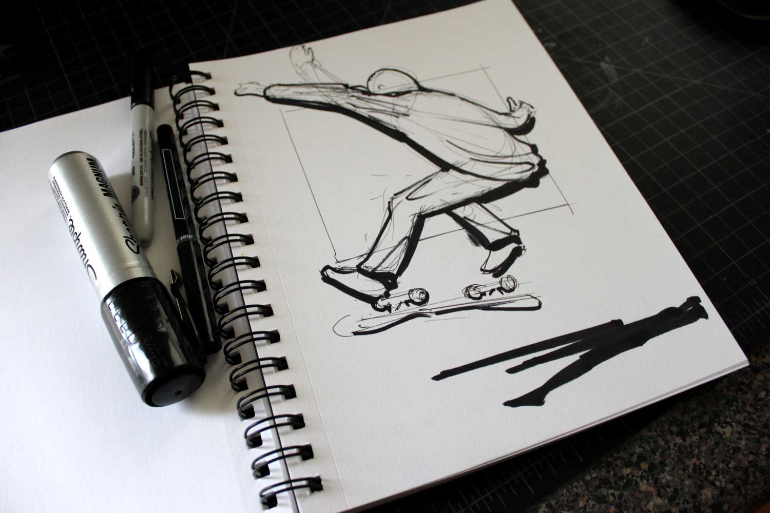 inktober skateboarder sketch