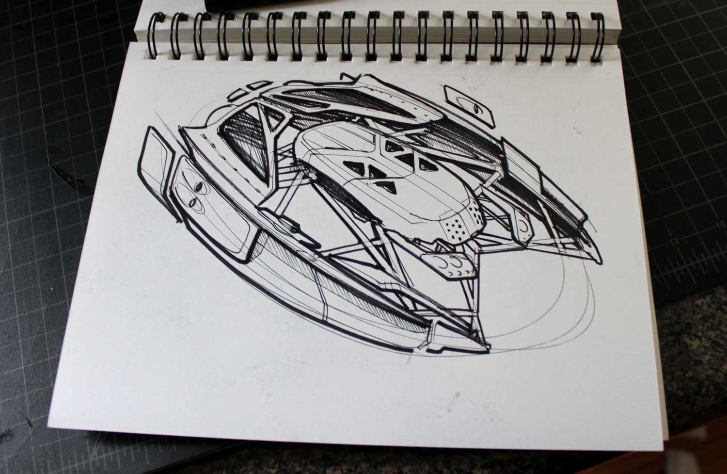 inktober space craft ship design sketch