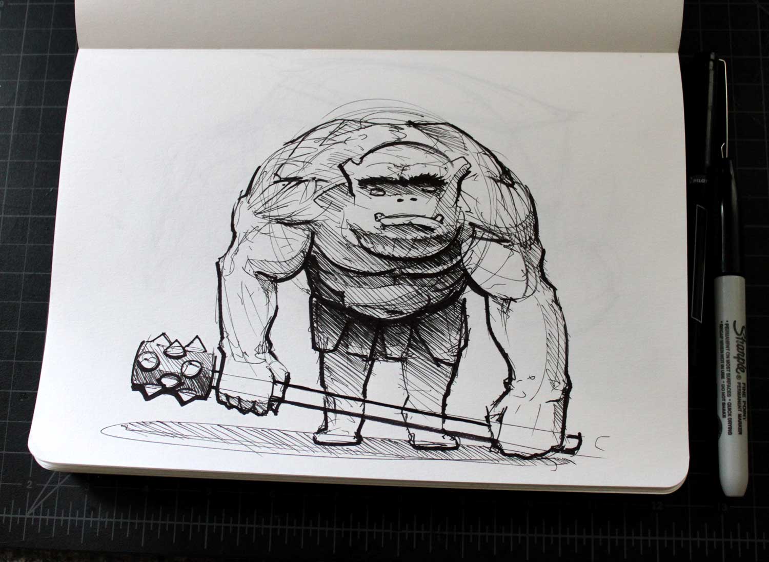 inktober sketch muscular troll