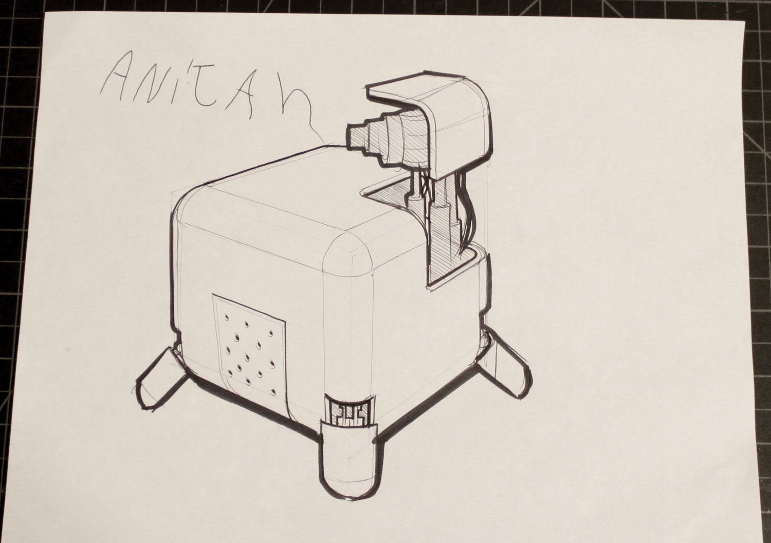 inktober sketch boxy robot