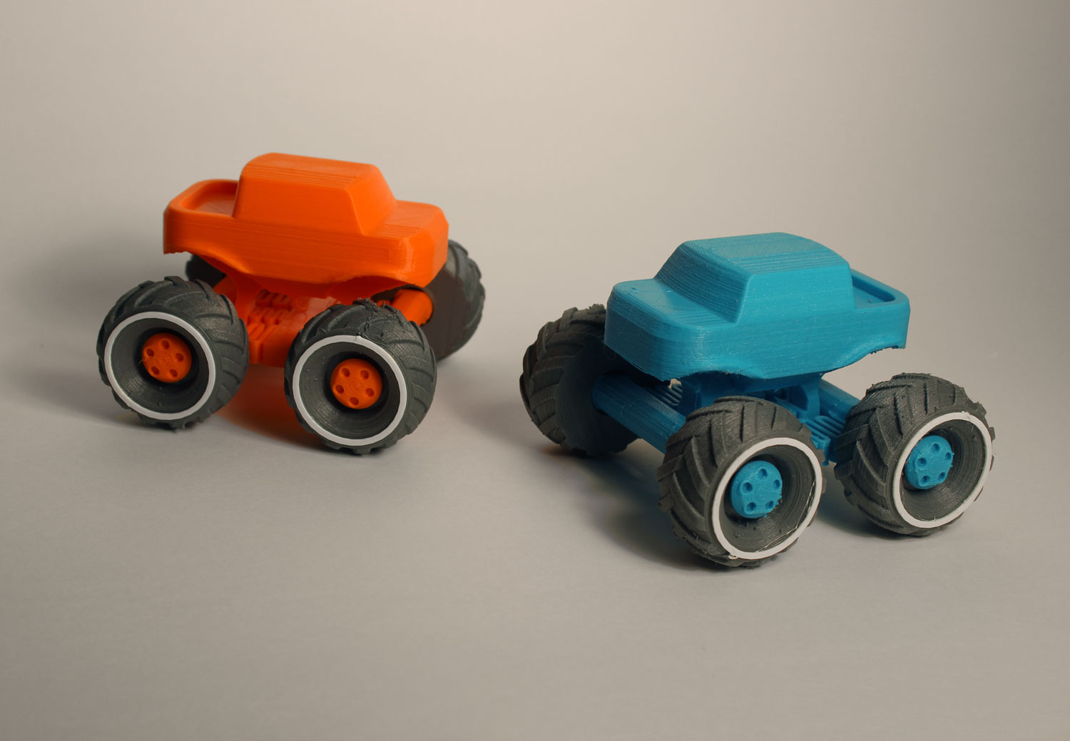 3d printed monster truck car vehicle orange blue wheel child toy