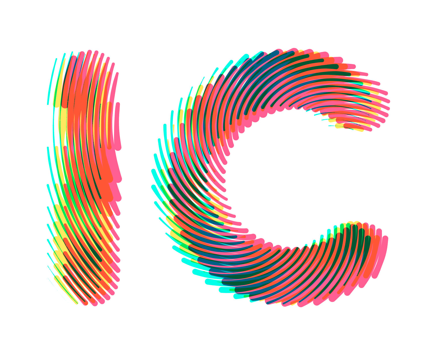 involute curves graphic design cmyk typography hatch generative processing